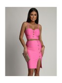  Matching set of a pencil skirt with a short top, pink AZR9650